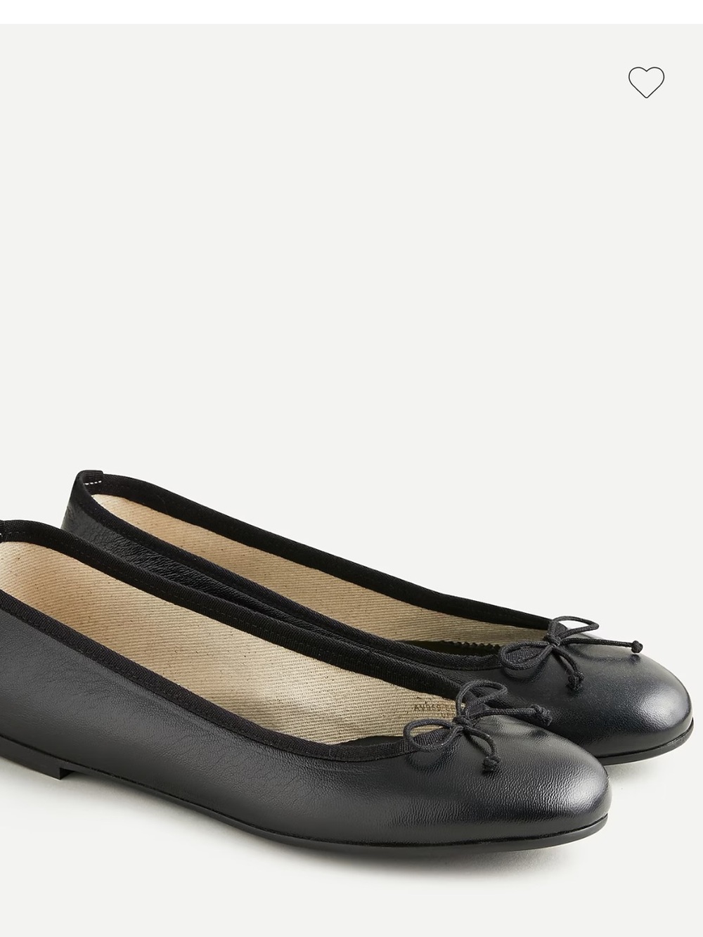 J. Crew Black Italian Leather Ballet Flats with Bow Trim